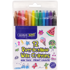 Marlin Kids retractable wax crayons 12's 